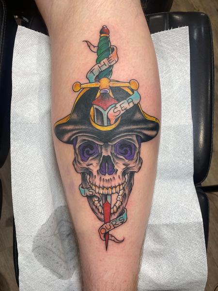 Tattoos - Skull with dagger - 142267